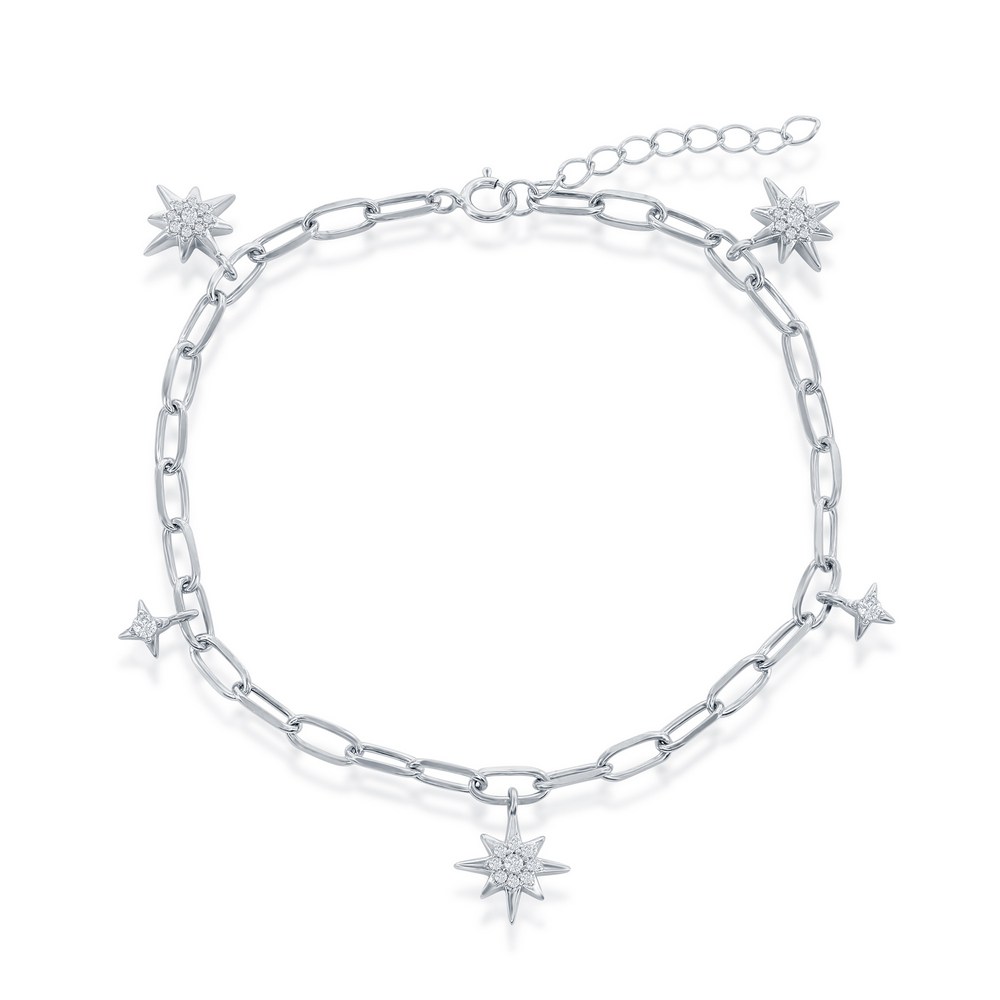 Madison Paper Clip Chain Bracelet with Moon and Star Charms from RIVA New  York